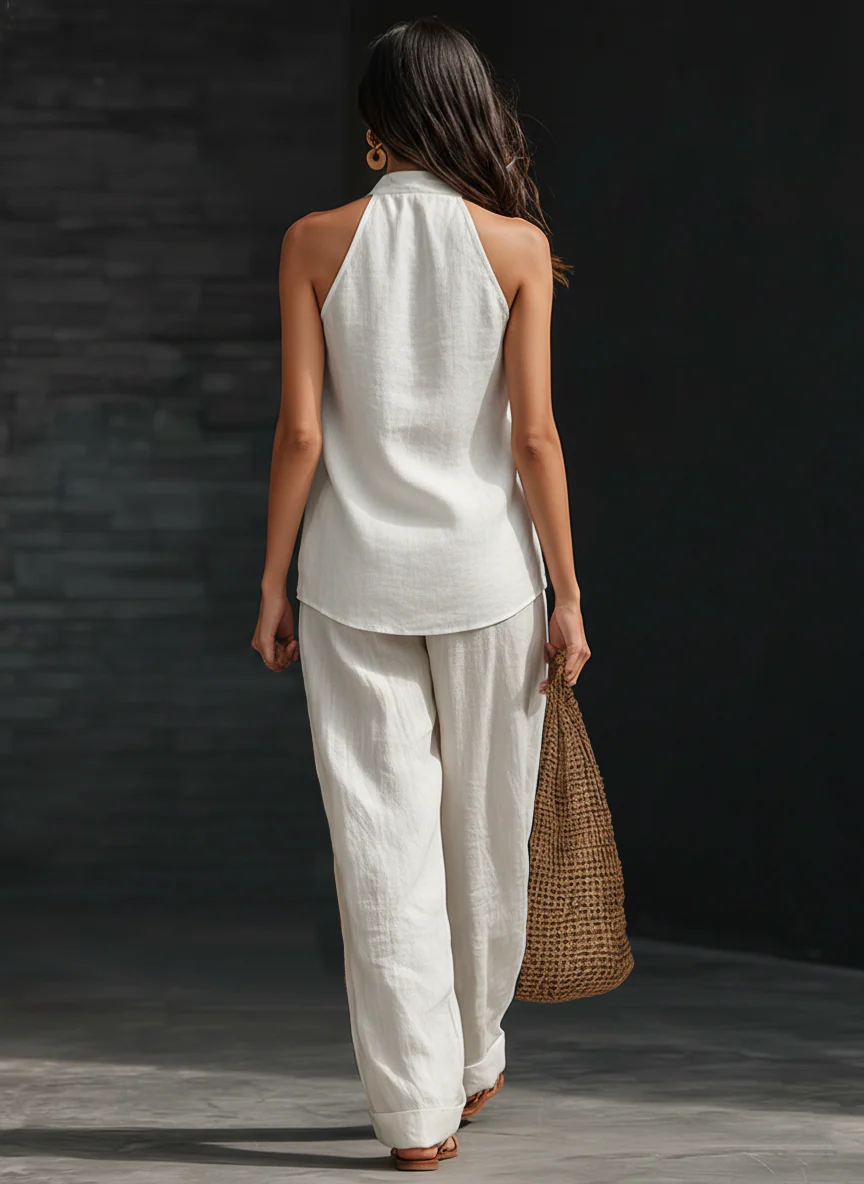 Carlotta - Set elegante senza maniche con pantaloni ampi