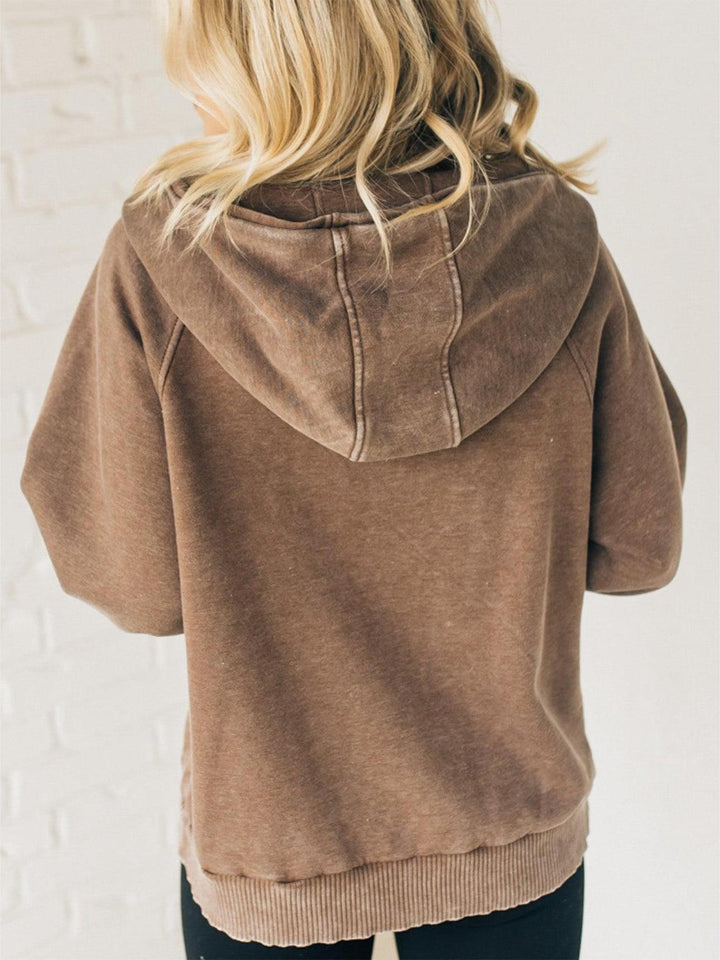 Women's 3/4 Zip Acid Washed Hoodie