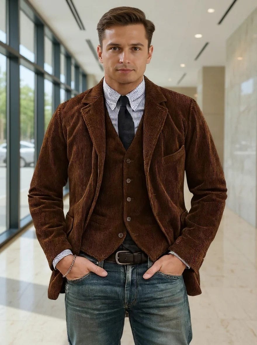 Gentleman Corduroy Jacket + Vest Set