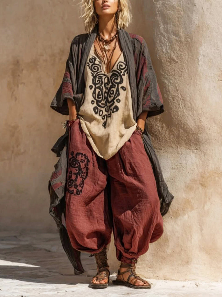 Ornella | Set boho artistico in lino e cotone