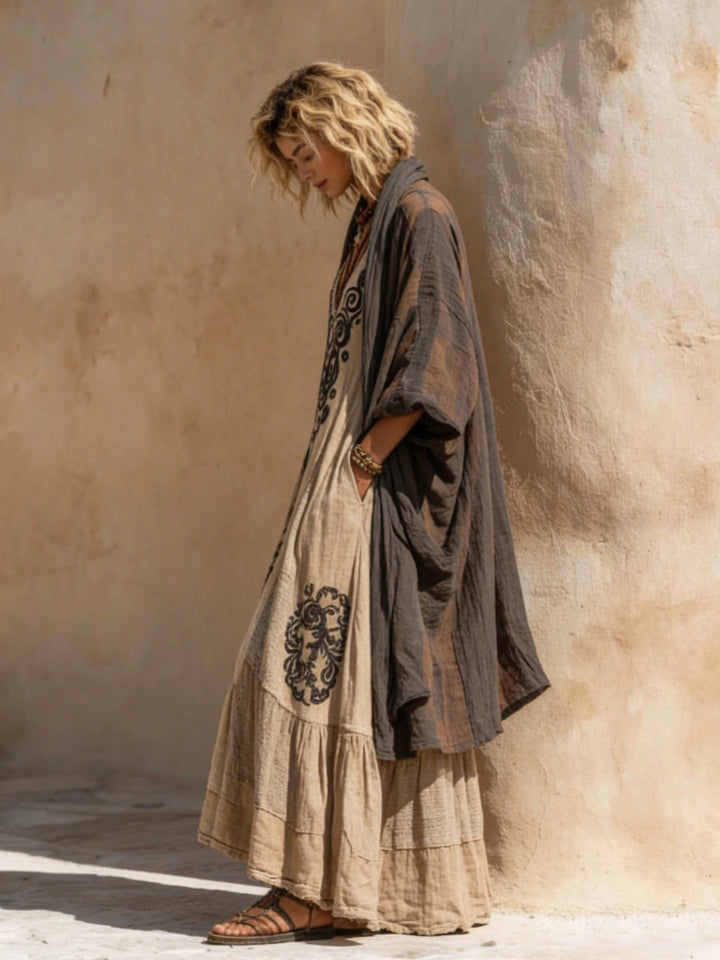 Azzurra | Set bohémien elegante in lino naturale