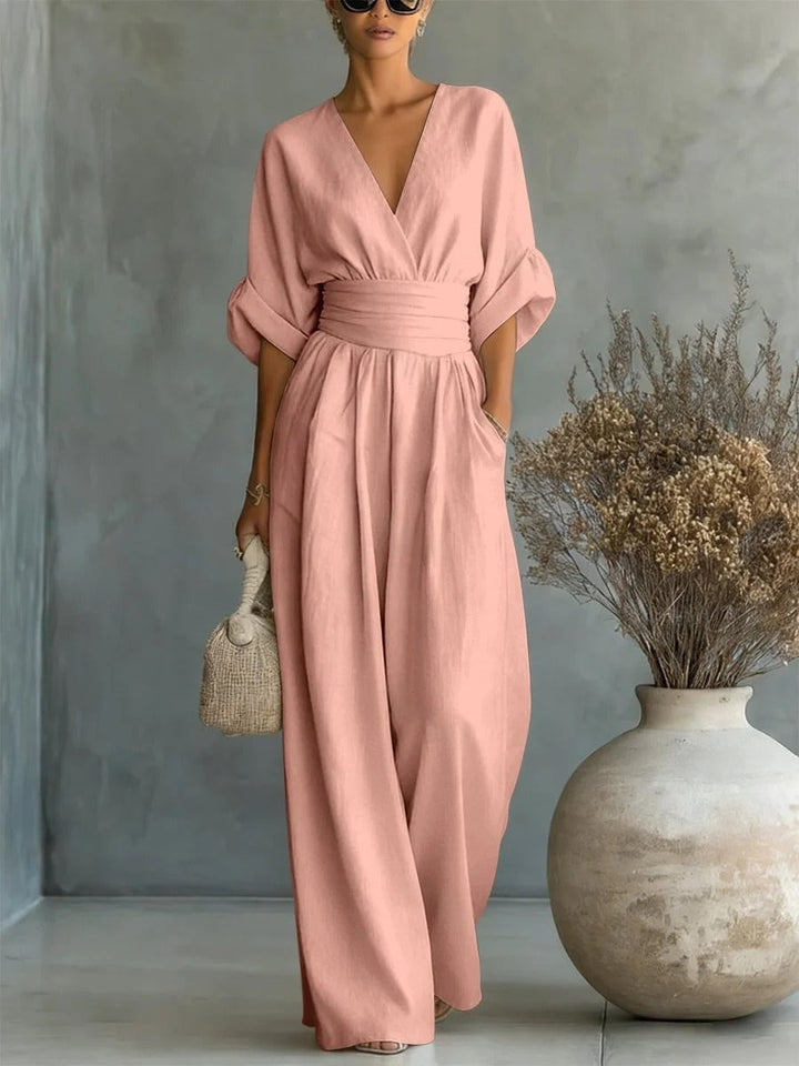 Elegante Tuta con Scollo a V e Vita Alta per Donne